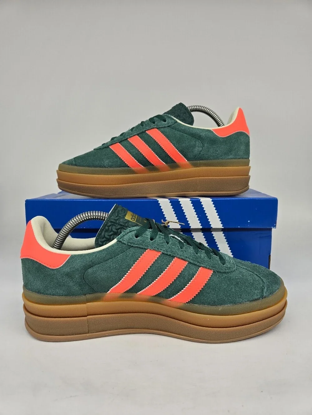 Adidas Gazelle Bold JQ7408 Collegiate Green Signal Coral Shoes Women's Size 8